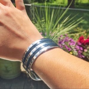 Monet Blue Silver Bangle Bracelet